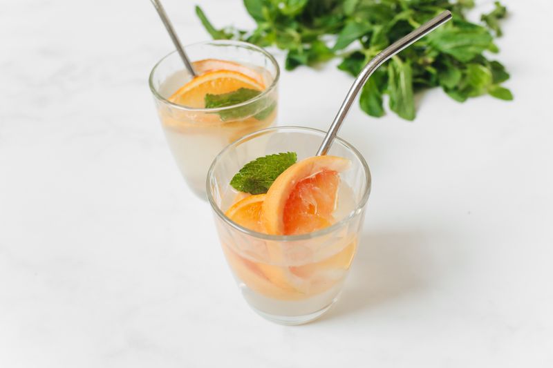 Fresh squeezed lemonade with mint and ice